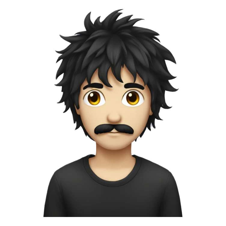 emo boy with shaggy hair and moustache sticker
