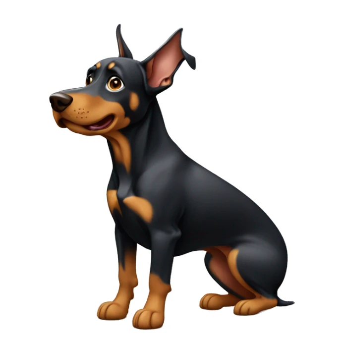 Cachorro dobermann segurando um peso na academia  sticker