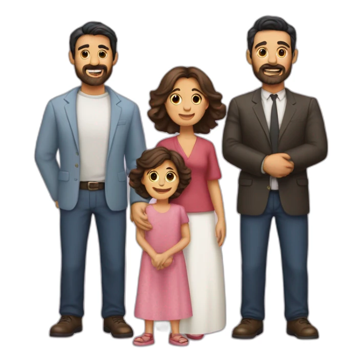 Padre con barba, madre morena y 3 hijos varones sticker