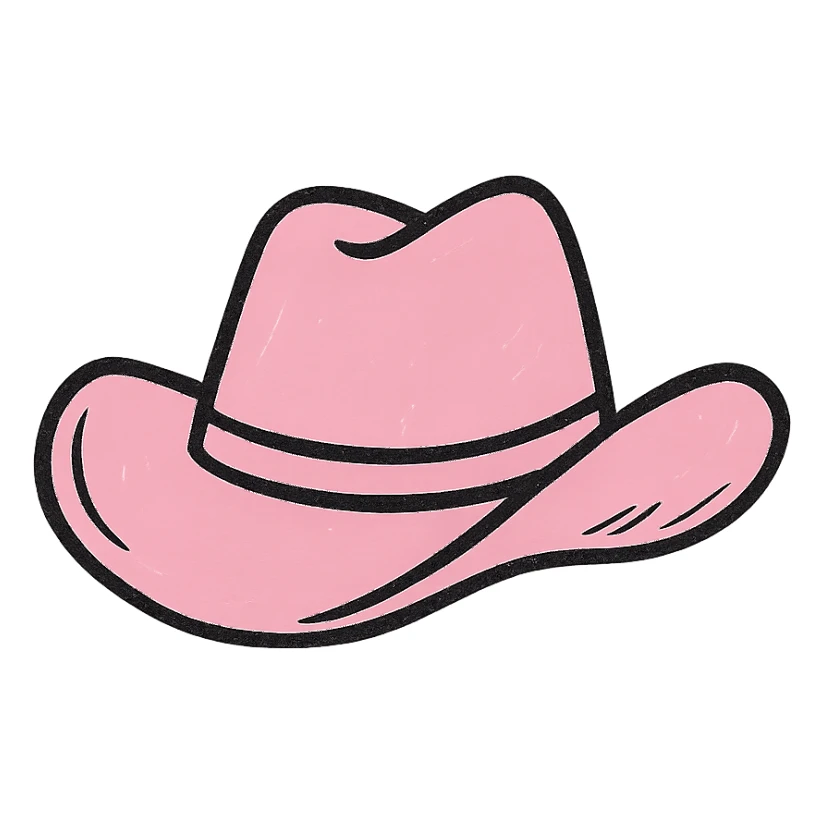pink cowgirl hat, simple, iconic, no text, clean background sticker