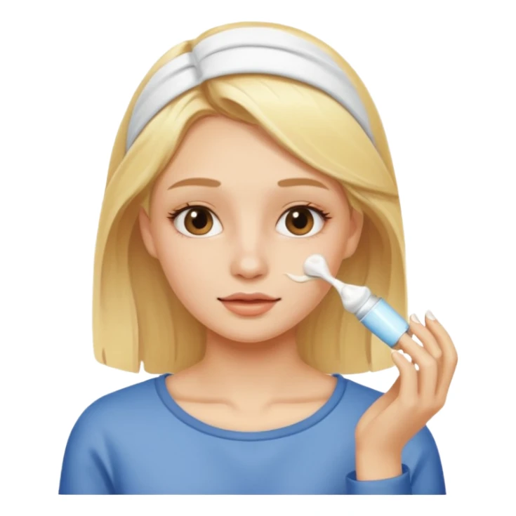 blonde girl applying cream on her face sticker