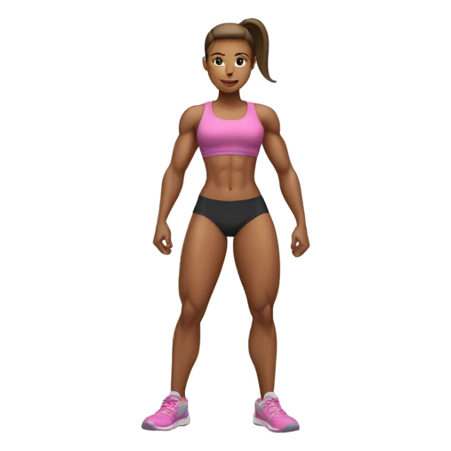 muscular gym girl withe skin, ponytail sticker