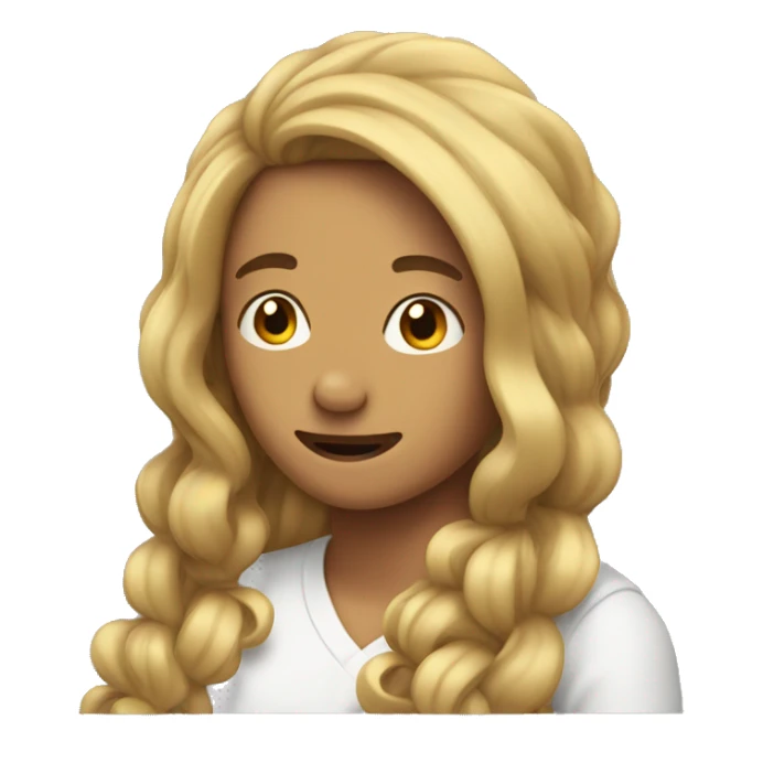 Shyly tucking in hair sticker