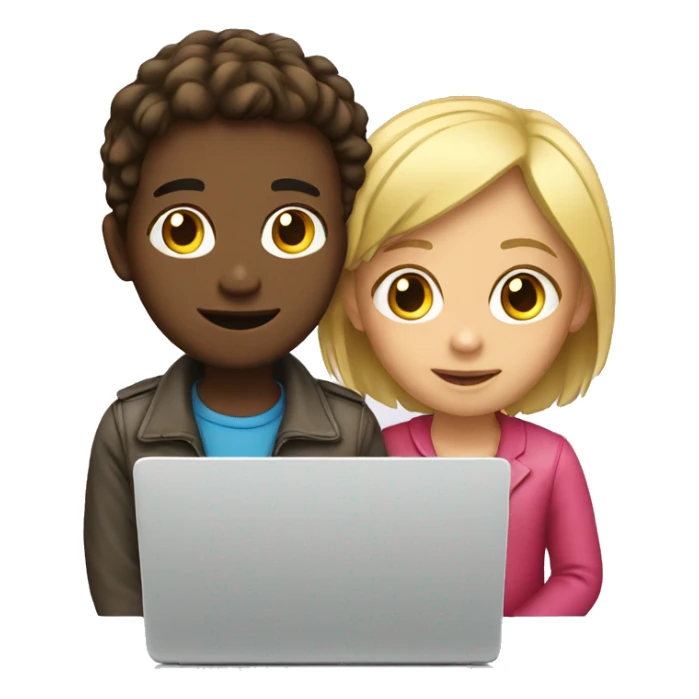 Girl and boy laptop sticker