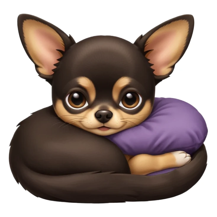 A high-resolution photo-realistic digital illustration of a cute black and tan chihuahua with big eyes shut sleeping lazily. sticker
