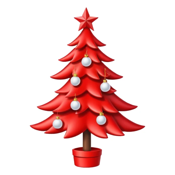 red Christmas tree with white star and white Christmas balls sticker