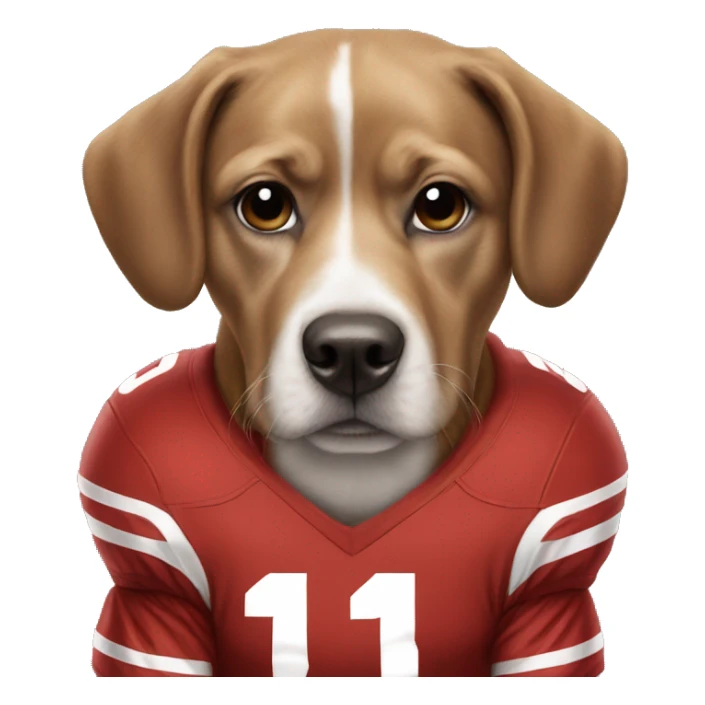 Our dog Buckeye wearing a Taft football uniform sticker