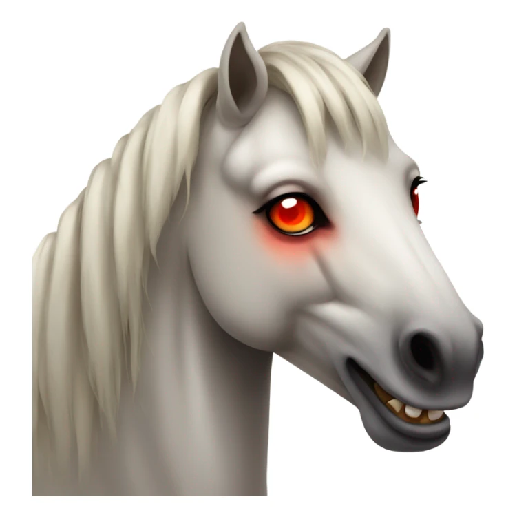 Horse with bright red eyes and tiger canine teeth sticker