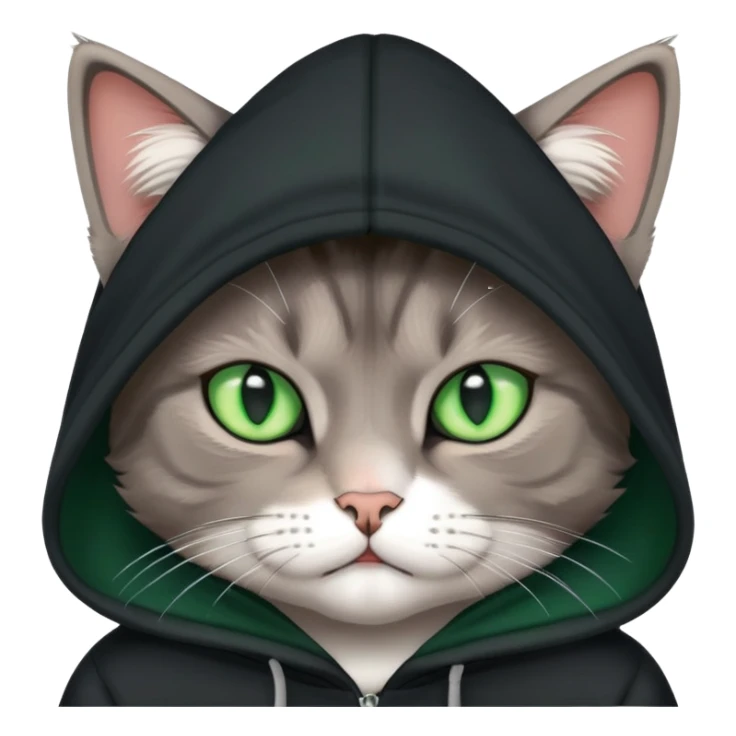 annoyed cat wearing a black hoodie sticker