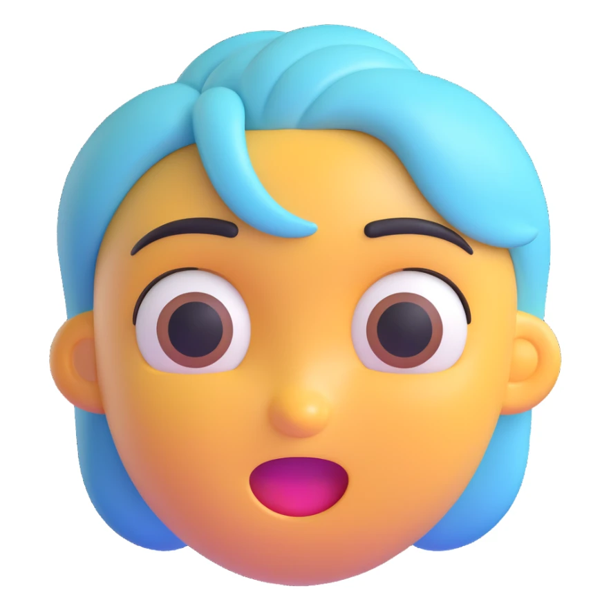 apple-style 3D emoji character with smooth skin, large expressive eyes, soft shadows, glossy plastic texture, bright pastel colors, fun cartoonish look, head centered, neutral background, resembling the face shape, hairstyle, and winking expression of the person sticker