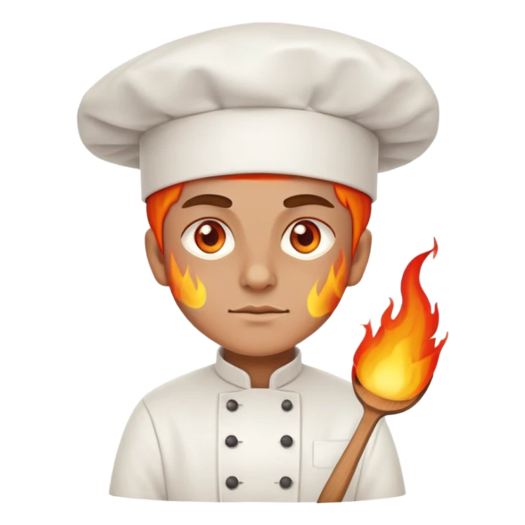 chef with blazing fire eyes, wearing chef hat sticker