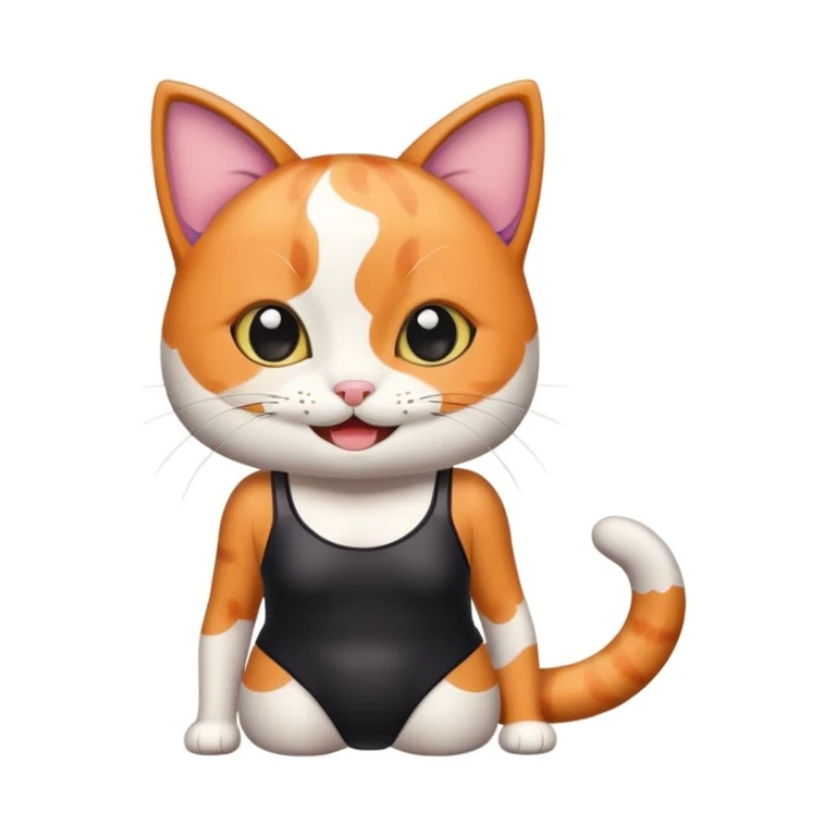 cute cat with a one piece swimsuit made of sushi sticker