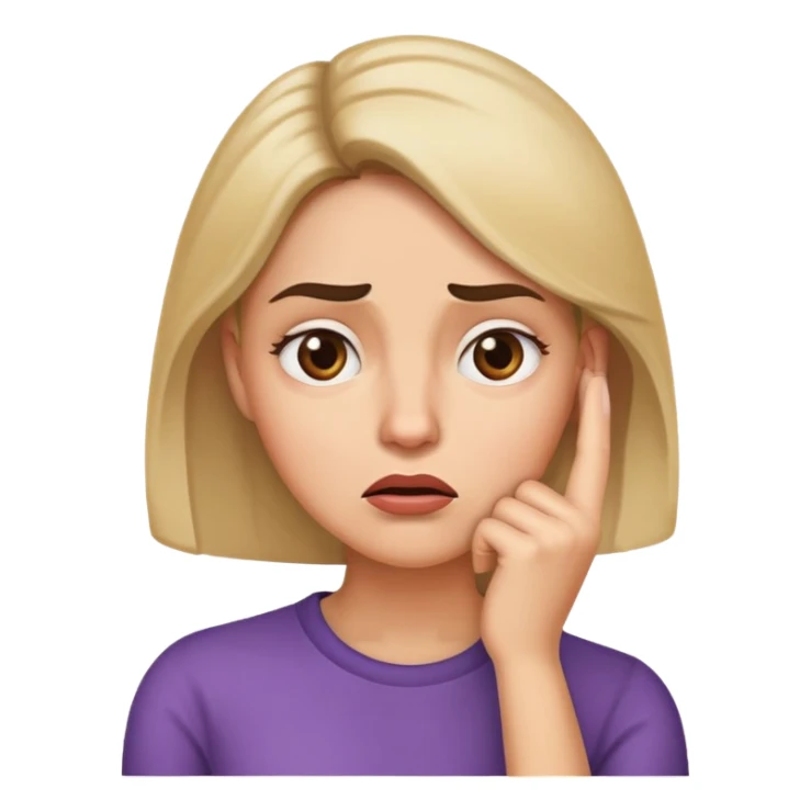 Woman with a baffled expression, raised eyebrow, and hand on chin sticker