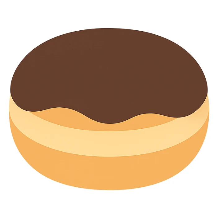 Boston cream donut with custard filling and chocolate glaze on top sticker