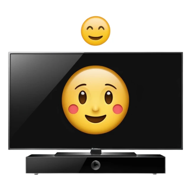 smart 4k big thin screen tv, centered, screen turned off, iPhone emoji style, minimal bezels sticker