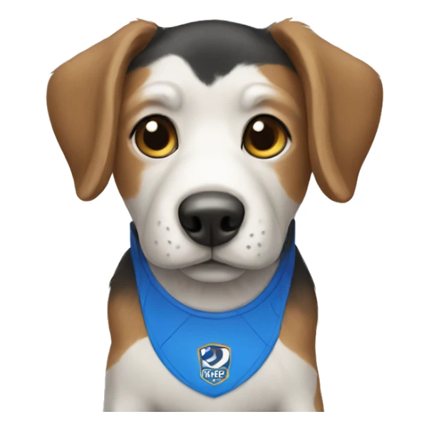 dog with blue soccer shirt sticker