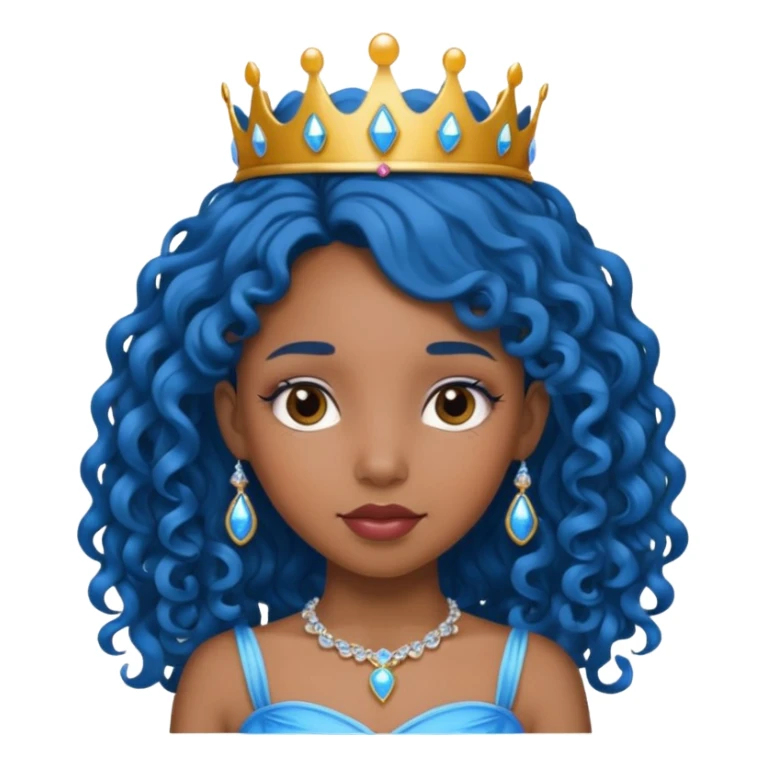 black girl blue long curlly hair princess  sticker