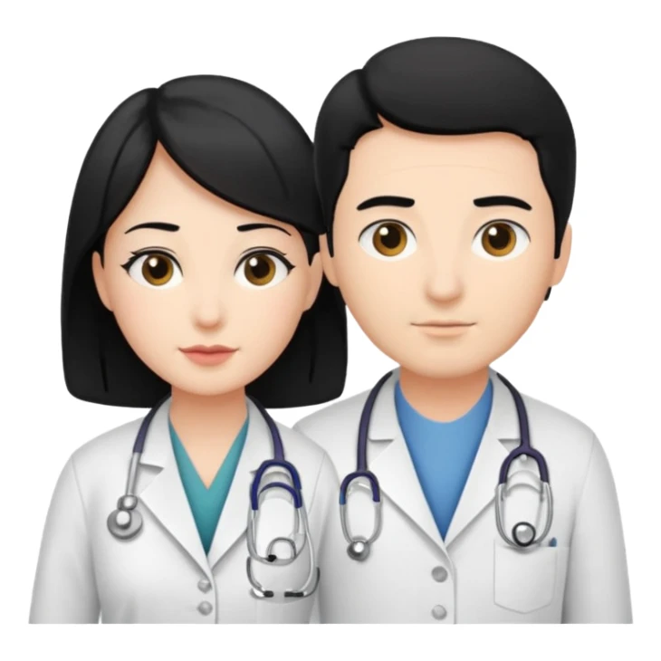 doctor black hair attending to a patient sticker