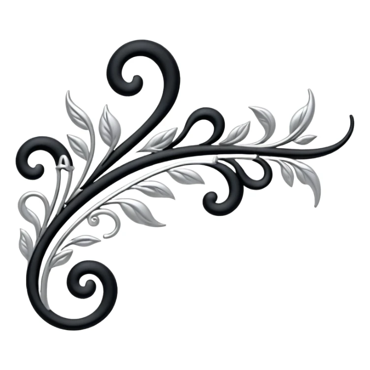 Black and silver filigree page divider, 3D, extremely detailed design sticker