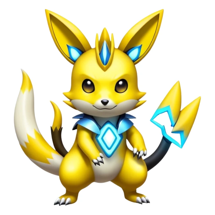 Shiny Futuristic Colorful Pichu-Raichu-Renamon-Zeraora-hybrid-creature sticker