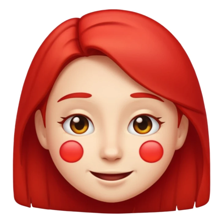 girl emoji with face flushed red from sun, no text sticker