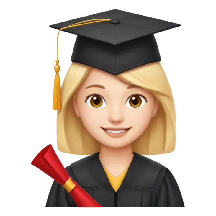 emoji student at university with graduation cap and airplane, happy, white background, sticker