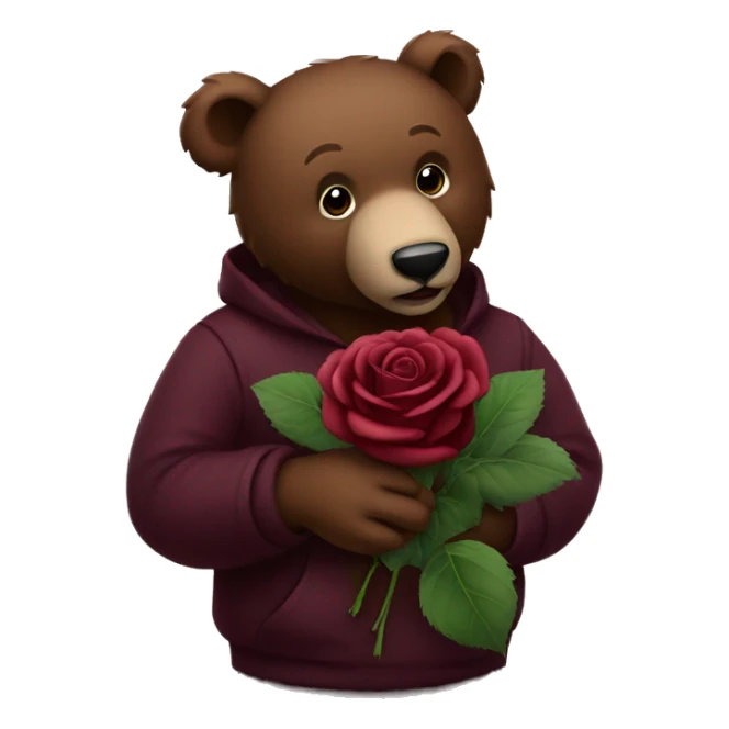 a burgundy bear that’s holding 3 black roses sticker
