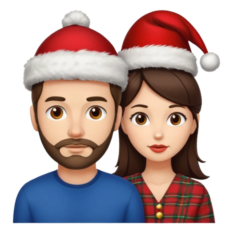 SCOTTISH MAN WITH STUBBLE AND BRUNETTE WOMAN WITH XMAS HAT sticker