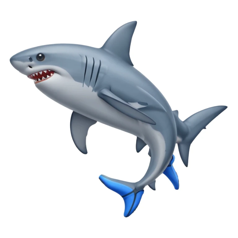 A  3 leged shark with blue nike shoes  sticker