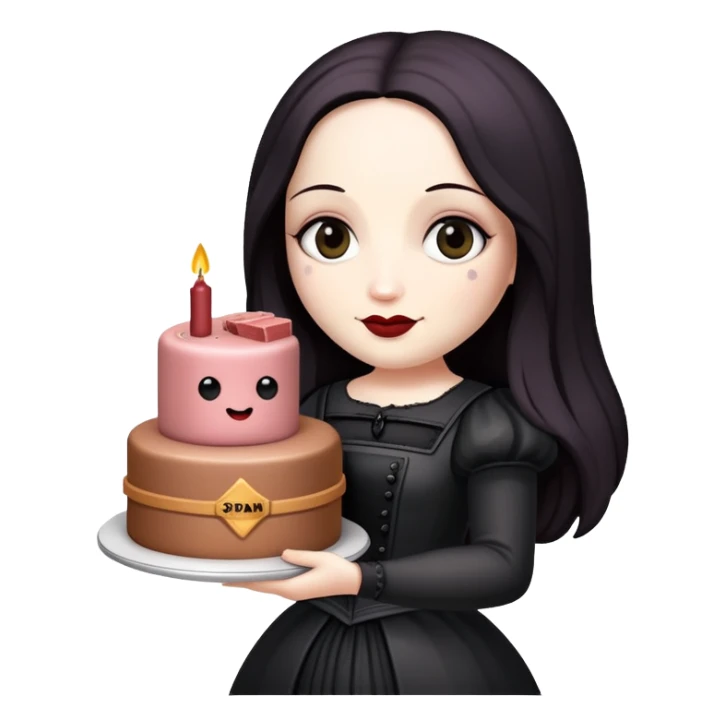 goth monalisa holding a SPAM MEAT  birthday cake  sticker