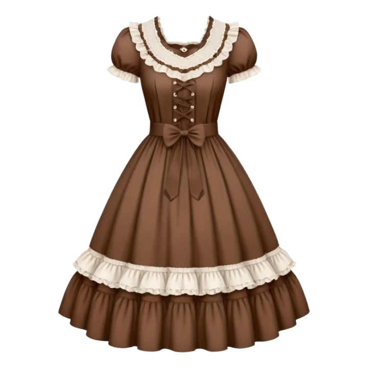 Lolita dress, white and brown sticker