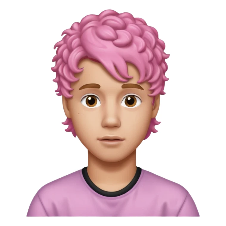 justin bieber with pink curly hair sticker