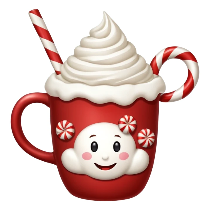 Steaming peppermint hot cocoa in a festive holiday mug sticker
