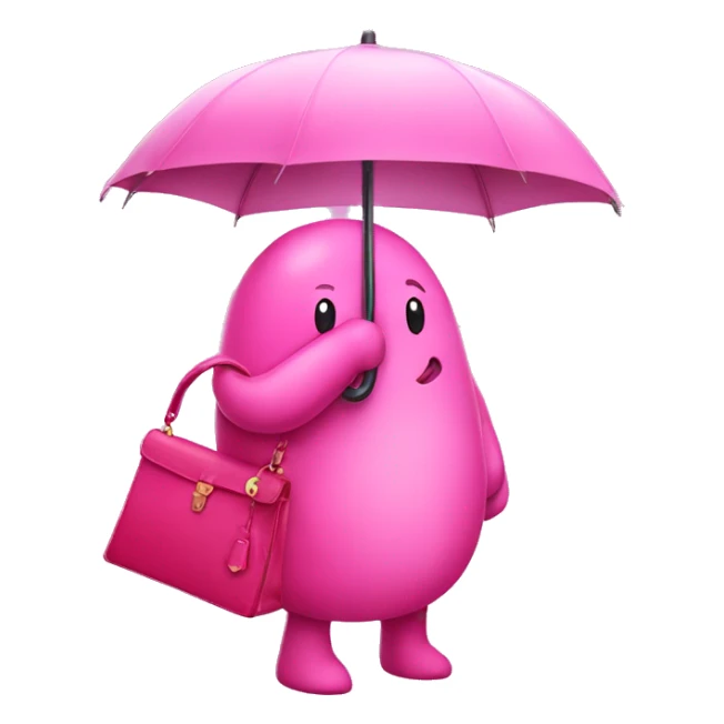 Pink classic rain worm with no face carrying a pink handbag  sticker
