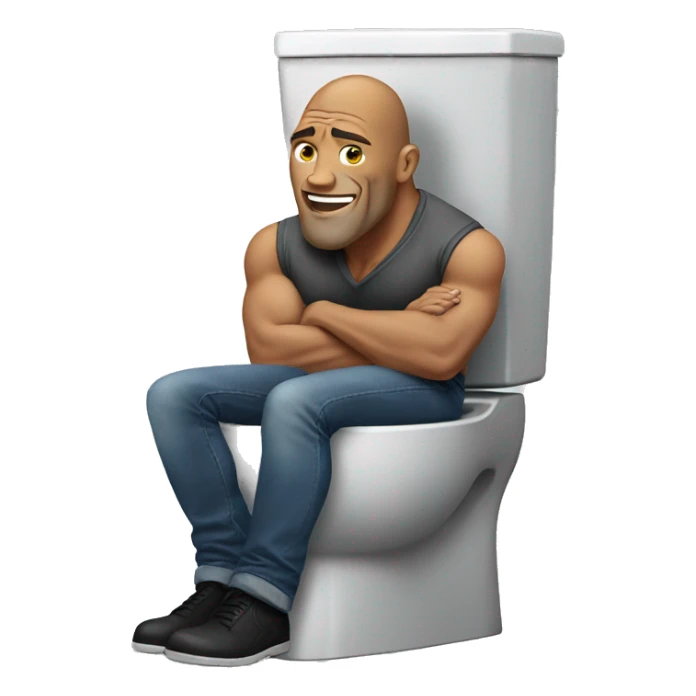 The rock head sitting on a toilet sticker