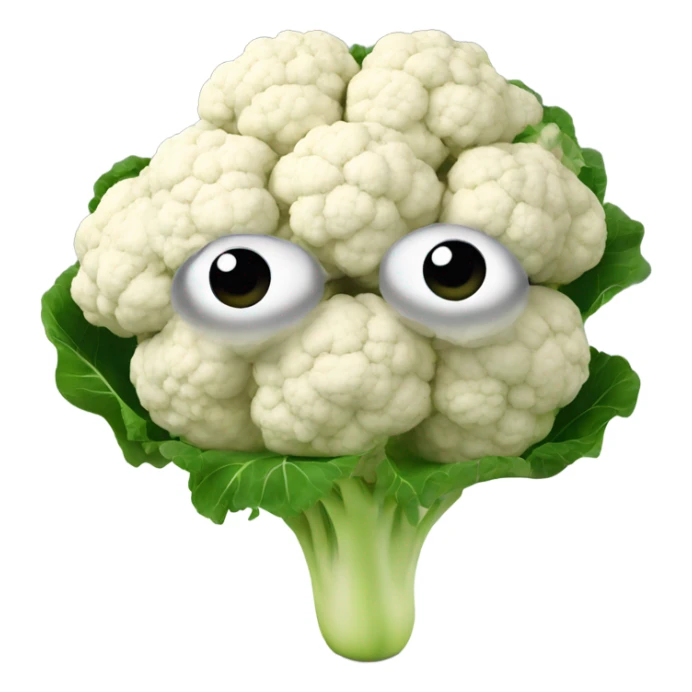 cauliflower looks into the mirror with big eyes sticker