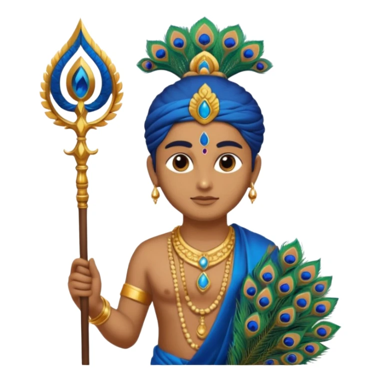 Add spear in Murugan's hand https://www.emojis.com/emoji/lord-murugan-with-peacock-2CT7AkyFuYy sticker