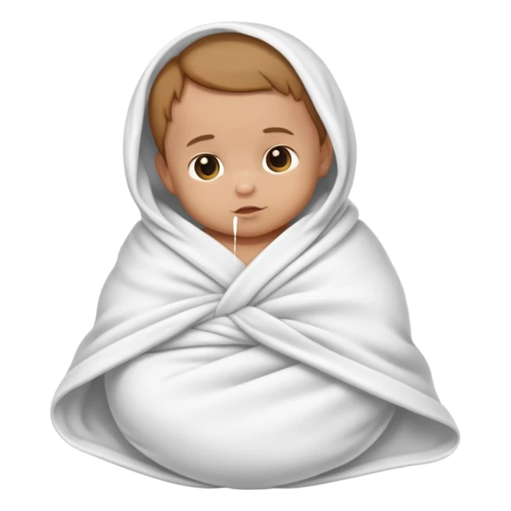 lightly tanned baby swaddled in a white blanket sticker