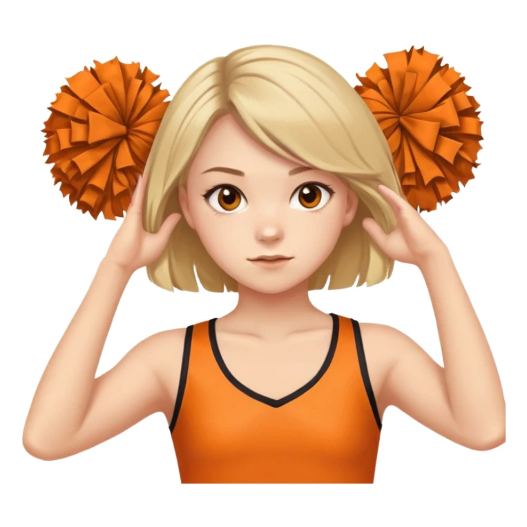 - Nữ
- 15 tuổi
- Da trắng
- Tóc gọn gàng, ngang vai
- Lập dị, khó gần
- Mặc áo cổ vũ cam
 sticker