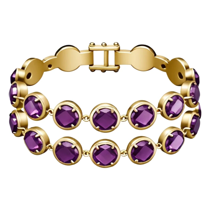 Van Cleef, sparkling dark plum color rhinestones,  14k gold bracelet, 3D rendering sticker