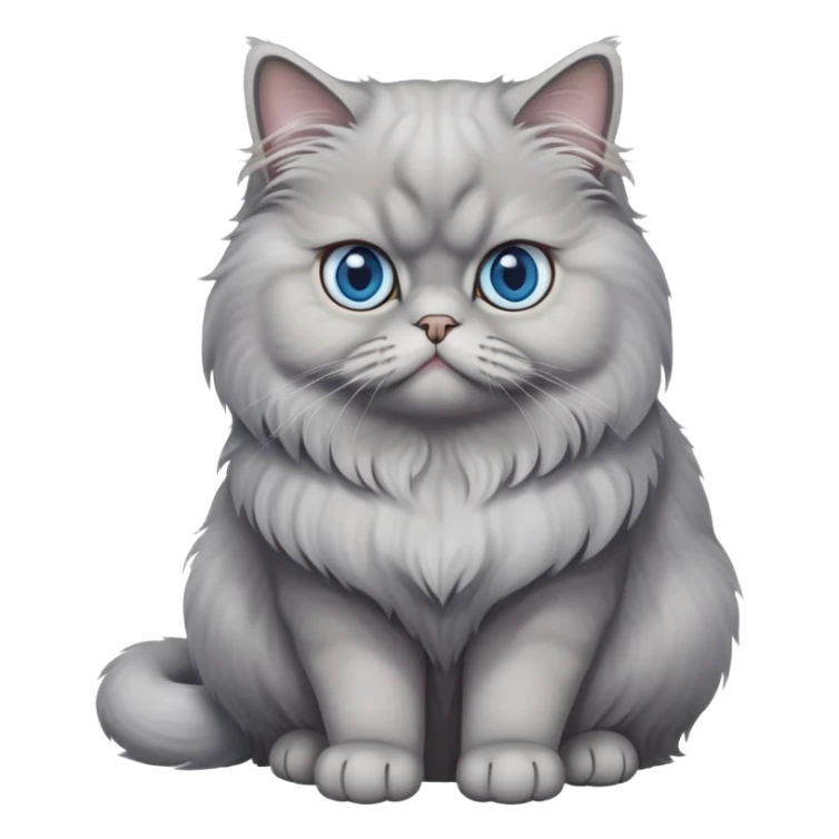 gray Persian cat full body sitting with blue eyes sticker