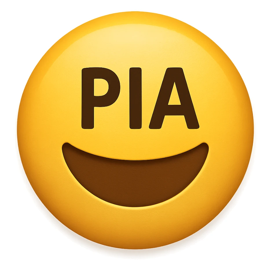  emoji that says "PIA" sticker