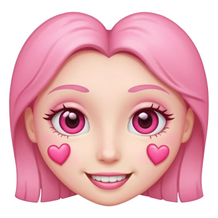 heart eye face with pink hearts, smiling sticker