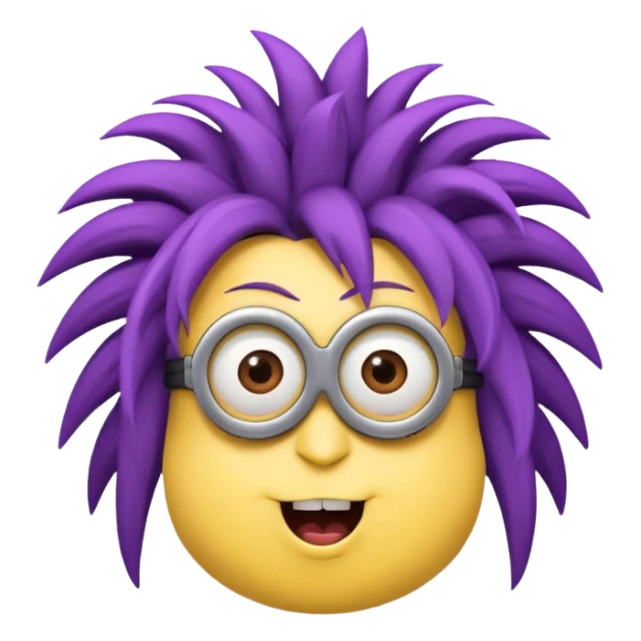 Purple Minion with crazy hair sticker
