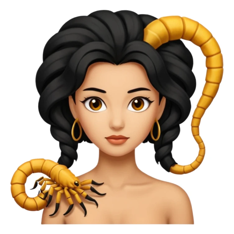 woman with a scorpion tail-shaped hairstyle. sticker