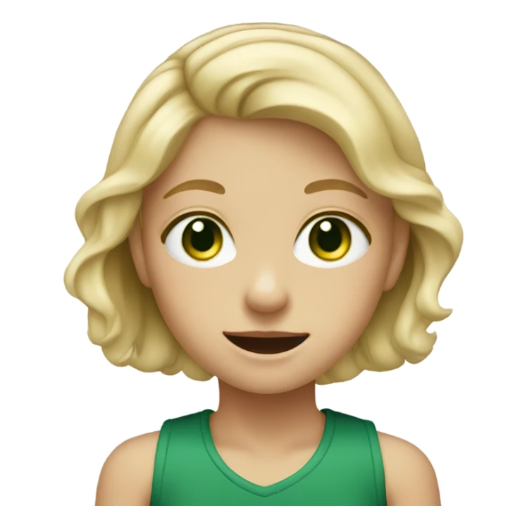 Blonde kid girl with dark green eyes and braces sticker