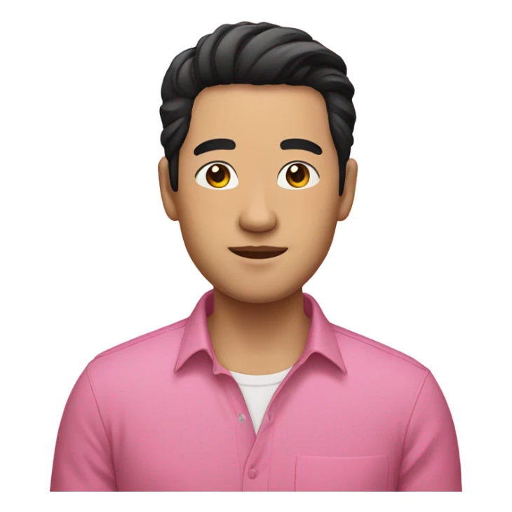 Chinese man in pink shirt black hair  sticker