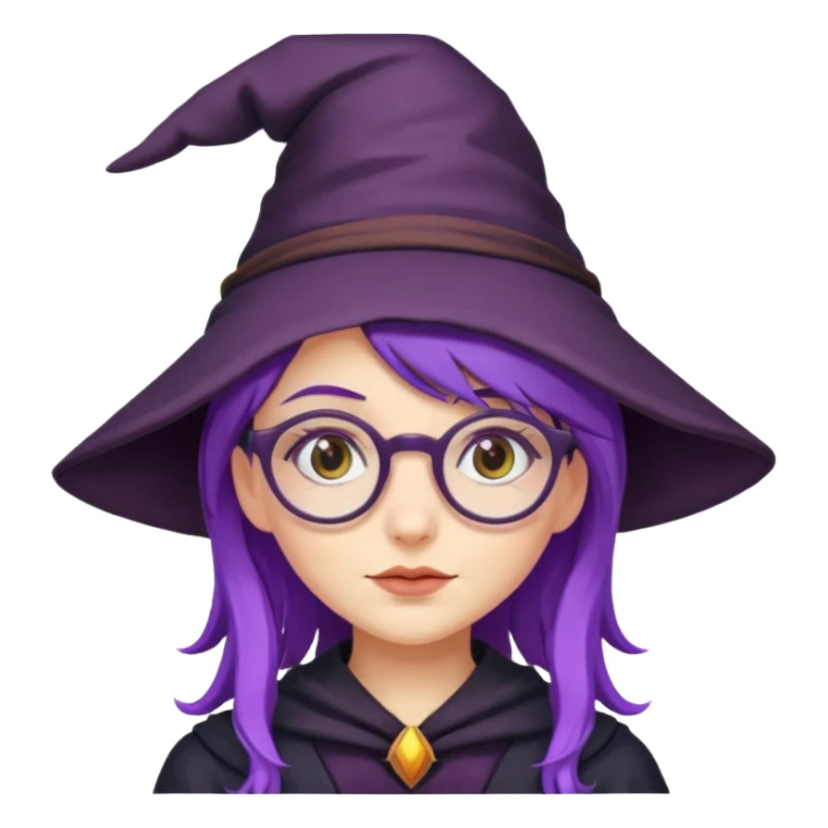 purple haired girl with glasses dressed as a witch sticker