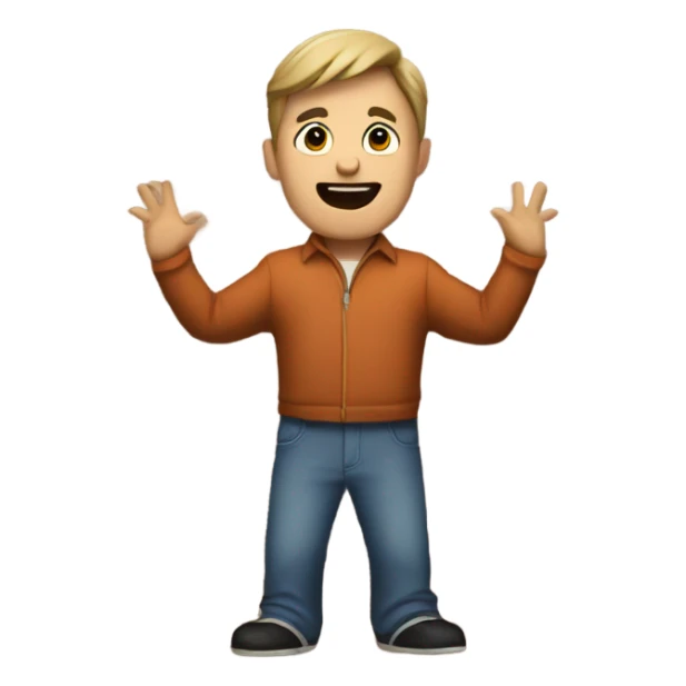 guy facing a brick wall and talking to it with his arms out sticker