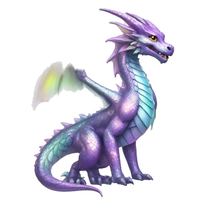 Sparkly glossy Pastel iridescent glass dragon full body sticker